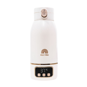Chauffe biberon nomade Jolly Mino 500 ml seul sur fond blanc, écran 37°C