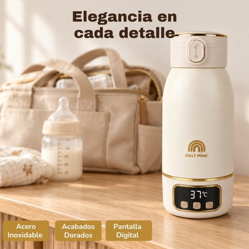 Acabados en crema y oro del calientabiberones portátil V2 Jolly Mino